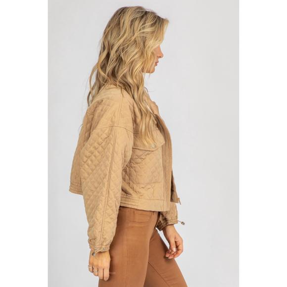 NEW FASCINATION quilted zip up jacket in beige - Picture 3 of 4